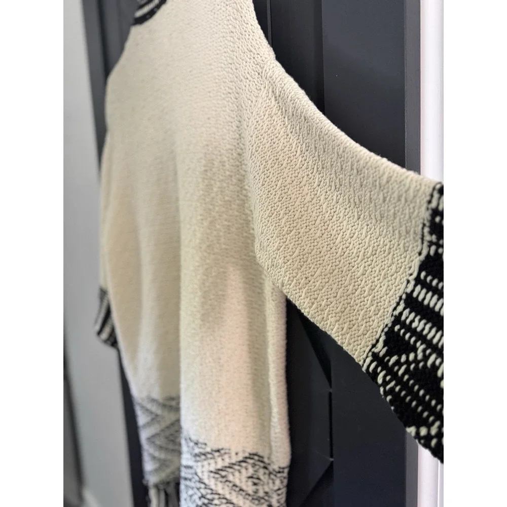 Zara Comfy Chunky Fringe Knit Oversized Cardigan Shabby Chic Bohemian Aztec Sz M